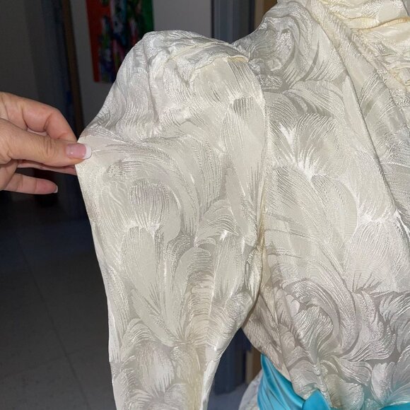 Lucie Ann Beverly Hills Vintage Womens Dressing Robe Size Medium Cream Pockets - Picture 8 of 13